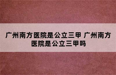 广州南方医院是公立三甲 广州南方医院是公立三甲吗